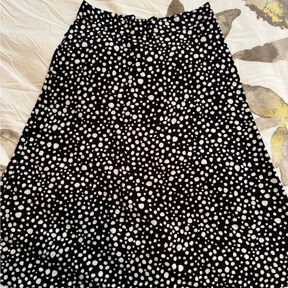 Ann Taylor Factory Black and White Polka Dot A-Line Skirt